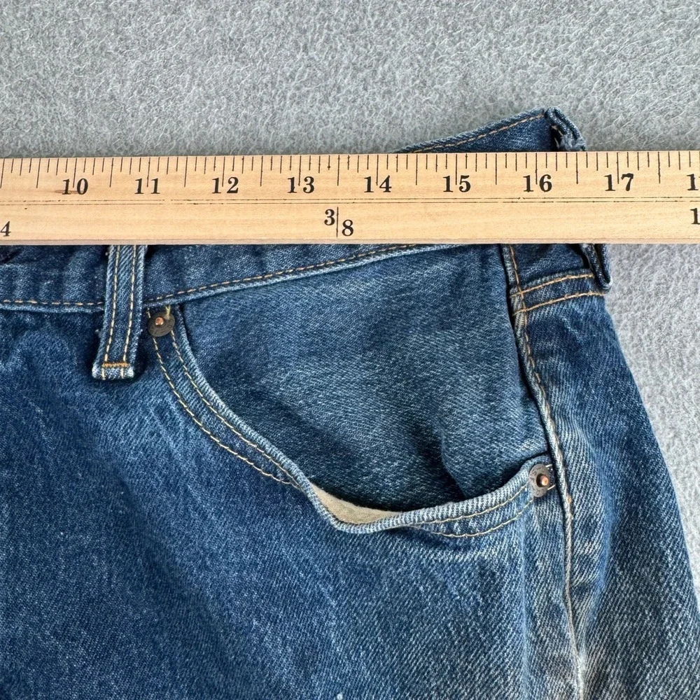Levi's Jeans Mens 34 501 Original Blue Distressed Button Fly Straight Leg Denim